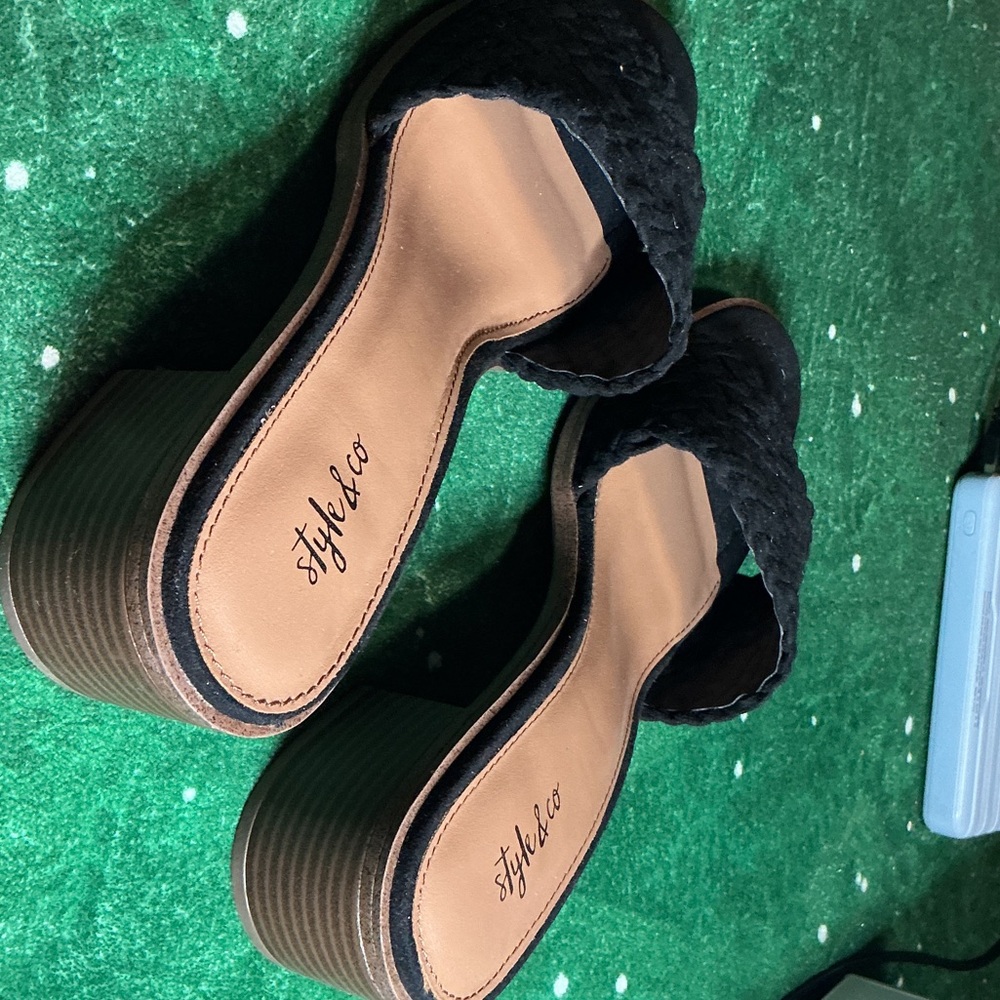 Style & Co. Black Textured Mules